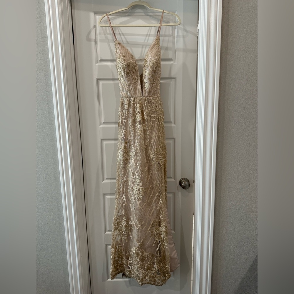 Beautiful champagne long gown.